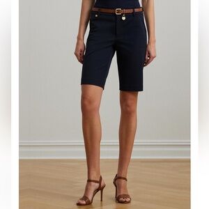 NEW Lauren Ralph Lauren Dark‎ Blue Women 20W Twill Stretch Bermuda Shorts